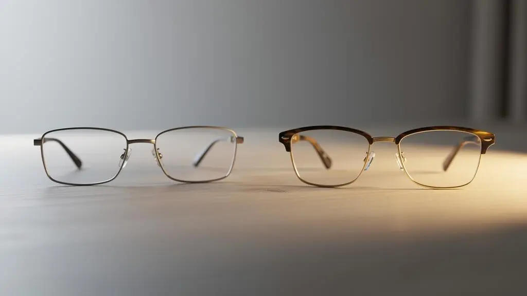 Deux paires de lunettes symbolisant le choix entre l'offre 100% Santé et le panier libre