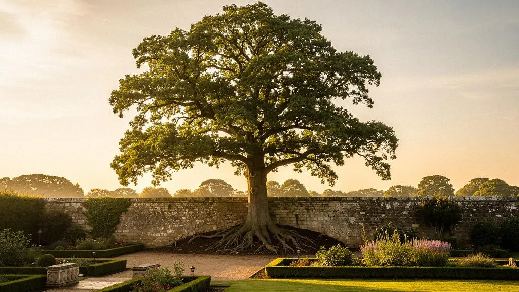 Un arbre robuste aux racines profondes symbolisant la patience et la croissance d'une épargne sur huit ans