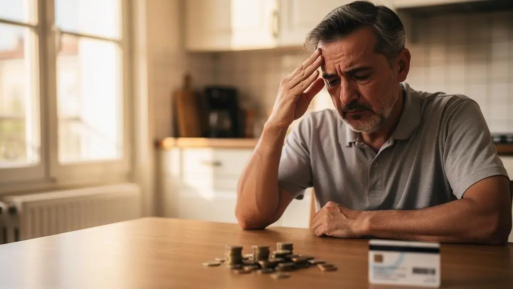 Patient perplexe tenant une carte de mutuelle en repensant a une facture medicale inattendue chez un specialiste