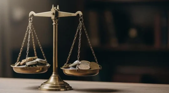 Balance de précision en laiton légèrement déséquilibrée symbolisant l'impossibilité d'un prix d'assurance exact au centime